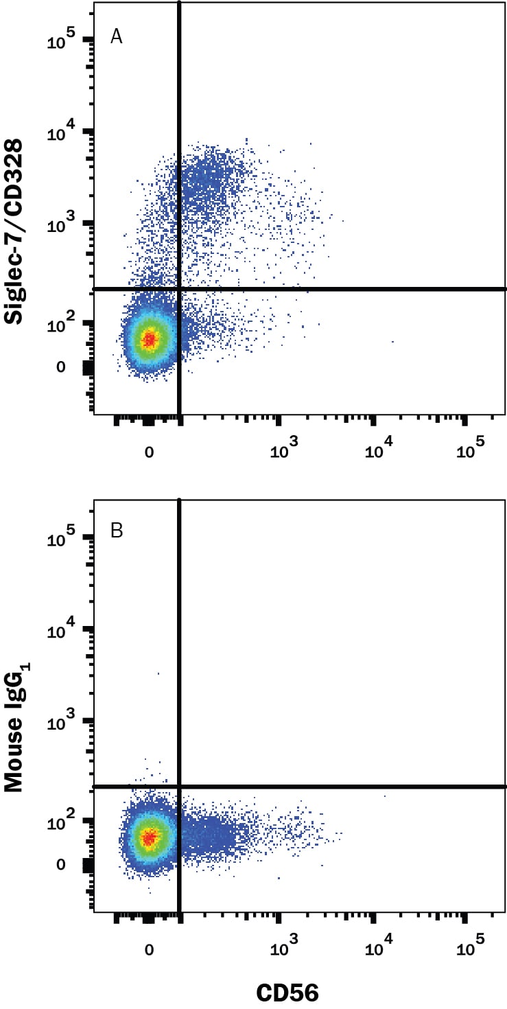 Detection of Siglec-7/CD328 antibody in Human PBMCs antibody by Flow Cytometry.