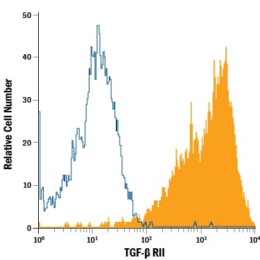 Detection of TGF-beta  RII antibody in NS0 Mouse Cell Line Transfected with Human TGF-beta  RII antibody by Flow Cytometry.