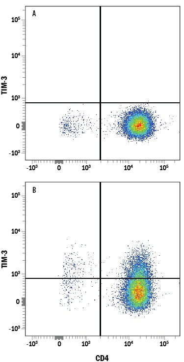 Detection of TIM-3 antibody in Th1-stimulated Human PBMCs antibody by Flow Cytometry.