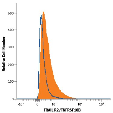 Detection of TRAIL R2/TNFRSF10B antibody in MDA-MB-231 Human Cell Line antibody by Flow Cytometry.