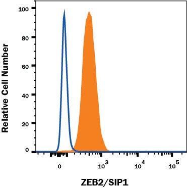 Detection of ZEB2/SIP1 antibody in A549 Human Cell Line antibody by Flow Cytometry.