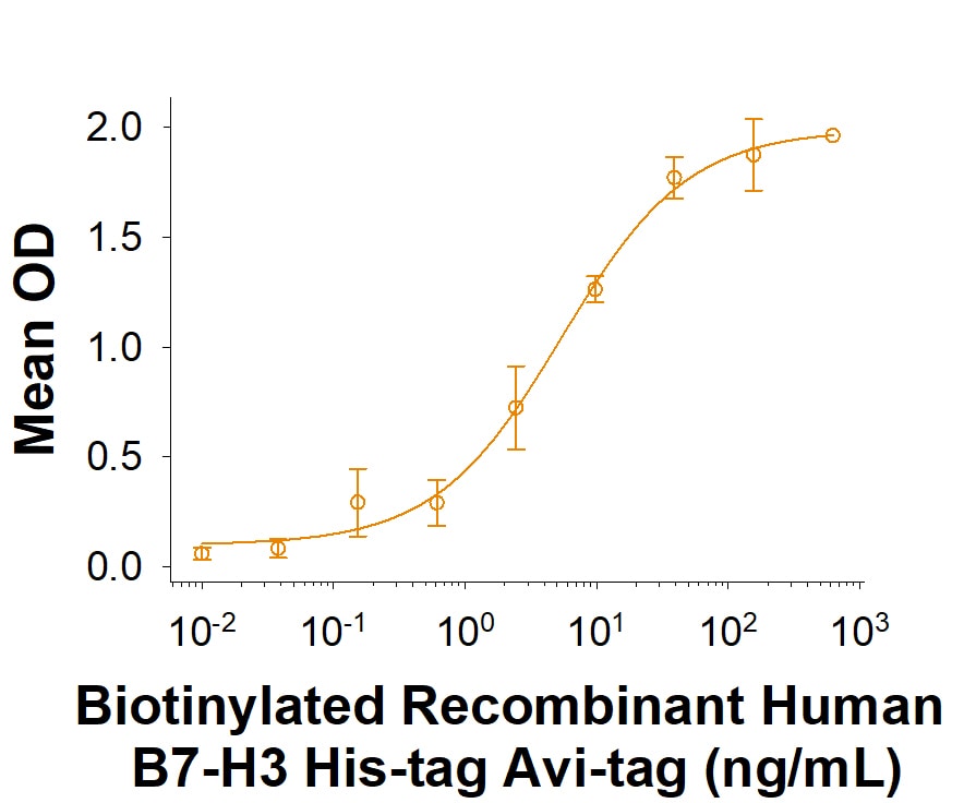 Recombinant Human B7-H3 His-tag Avi-tag Protein Binding Activity