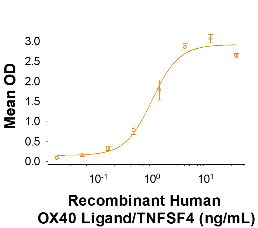 Recombinant Cynomolgus OX40/TNFRSF4 His-tag Protein Binding Activity