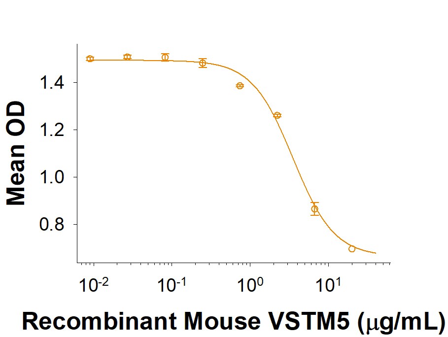 Recombinant Mouse VSTM5 Fc Chimera Protein Bioactivity