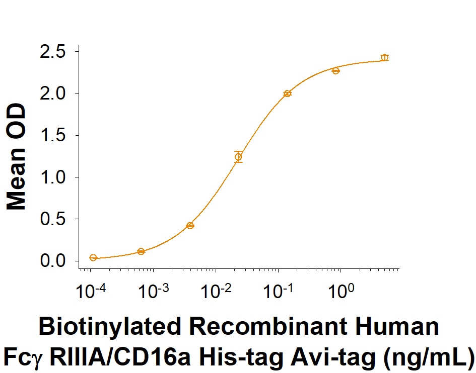 Recombinant Human Fc gamma RIIIA/CD16a His Avi Protein Binding Activity
