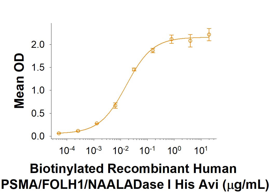 Recombinant Human PSMA/FOLH1/NAALADase I His Avi Protein Binding Activity