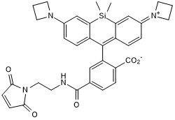 Red dye (Reactive group: maleimide). Applications: super resolution microscopy e.g. dSTORM & STED, confocal, flow and live cell imaging