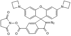 Yellow photoactivatable dye (Reactive group: NHS ester). Applications: super resolution microscopy (PALM), single molecule tracking and live cell imaging