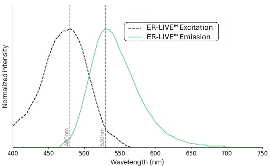 ER-LIVE™ excitation and emission spectra