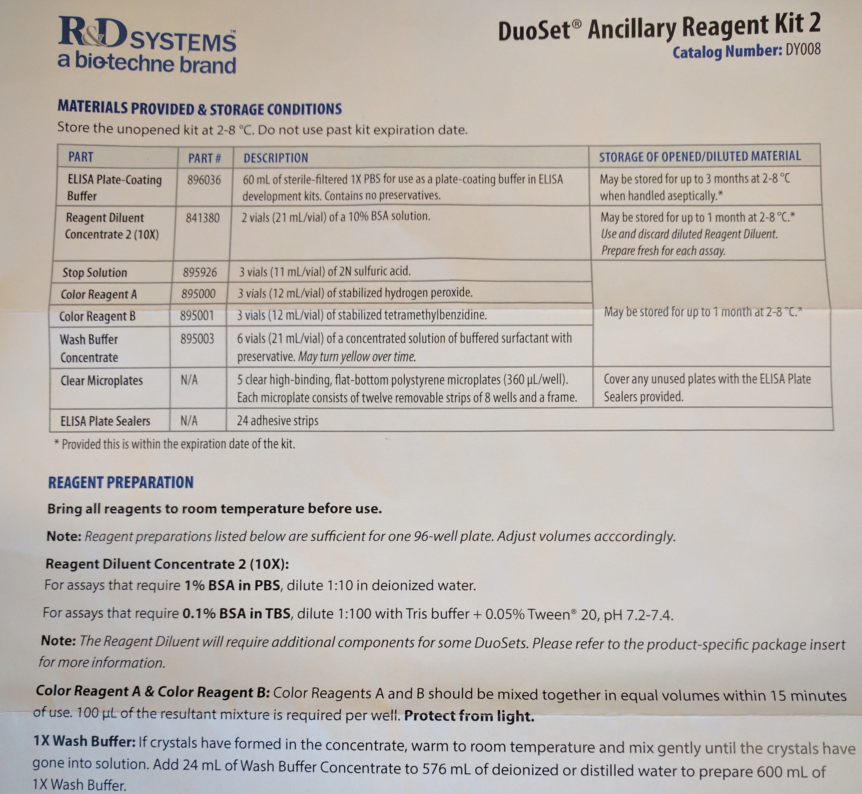 DuoSet ELISA Ancillary Reagent Kit 2 DY008