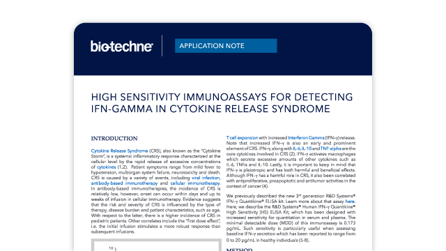 Detecting IFN-gamma in Cytokine Release Syndrome Application Note