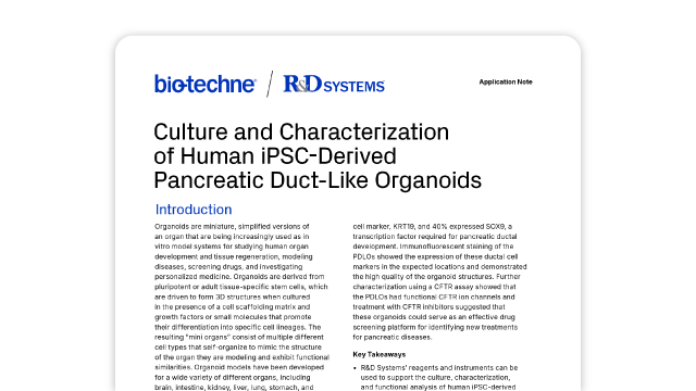 Bio-Techne TP Pancreatic Duct Like Organoid Application Note